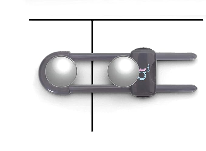 QT BABY Baby Proofing Cabinet Locks | Adjustable U Shaped Baby Safety Latches for Drawers, Fridge, Closet |Modern Baby Proofing Cabinet Lock with Extra Secure Lock Buttons (Pack of 2)