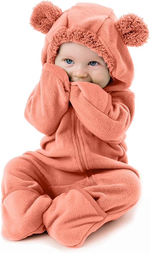 Cuddle Club Fleece Baby Bunting Bodysuit with Hood, Convertible Mittens & Booties, Car Seat Friendly, Soft & Warm, Easy Zip