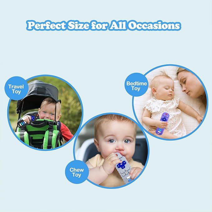 YAPROMO Baby Silicone Teething Toys, Toy Remote for Babies 3-18 Months, Kids Remote Teething Toy, TV Remote Shaped Teethers BPA Free/Refrigerator Safe