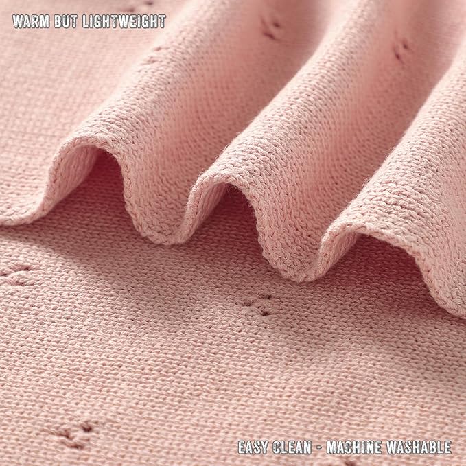 Bleu La La Baby Gift Set - Organic Cotton Newborn Blanket Essentials, Thoughtful Baby Shower & New Baby Gift for Boys & Girls (Pointelle - Ballet Slippers)