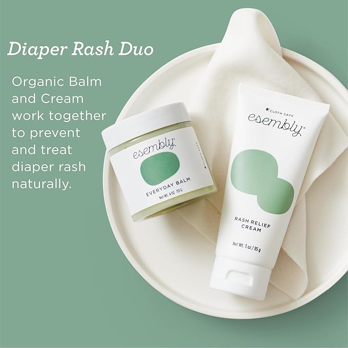 Esembly Skincare Kit, Baby Arrival Gift Set with Organic Diaper Creams, Reusable Organic Cotton Wipes and Wipe Cleanser with Foamer - Mama and Baby Essentials for Cloth Diapering