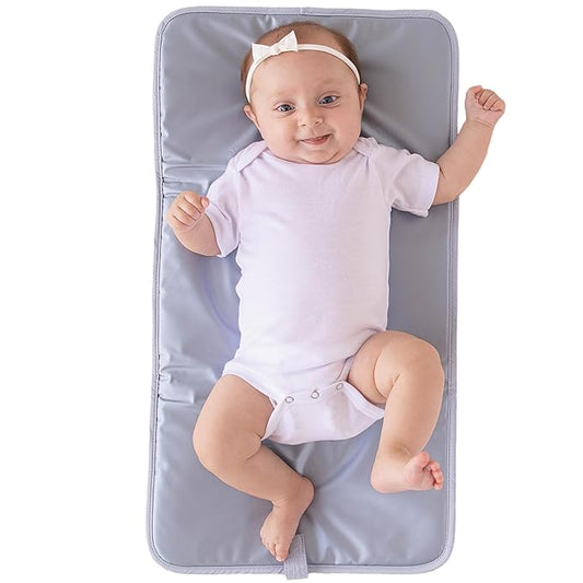 Lily Miles Baby Changing Pad Portable, Diaper Changing Mat with Magnetic Latches, Travel Pad for Diaper Bag, Baby Essentials, Wipeable & Waterproof Mat (Heather Gray, Regular)