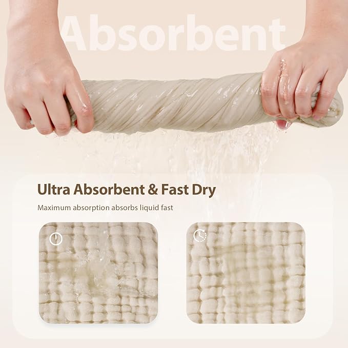 Unnivoll Hooded Baby Towels for Newborn - 2 Pack, 100% Muslin Cotton, Baby Bath Towels with Hood, Soft and Absorbent for Boys, Girls Infant, Toddler and Kids, Large 32x32 Inches, Newborn Essential