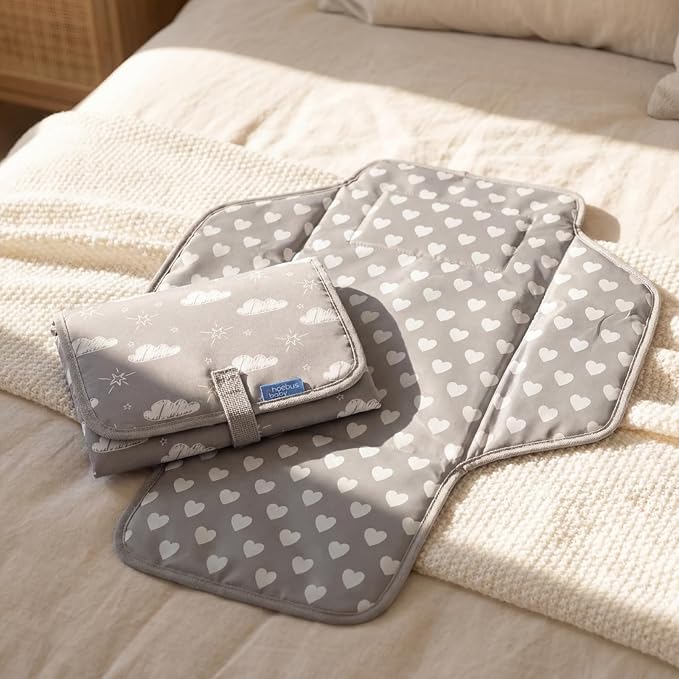 Baby Portable Changing Pad Travel - Waterproof Compact Diaper Changing Mat with Built-in Pillow - Lightweight & Foldable Changing Station, Newborn Shower Gifts