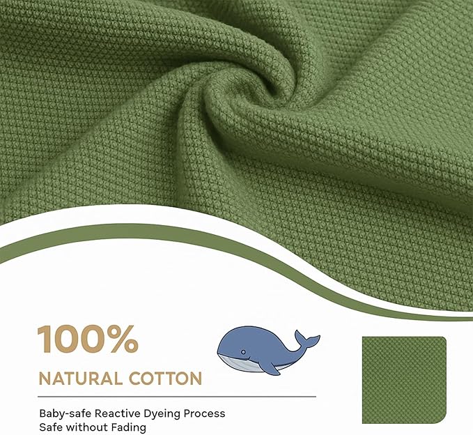Grewear Baby Knit Blanket Soft Cotton Lightweight Newborn Blanket for Crib Stroller Toddler Nursery Shower Gift Cozy Breathable Travel Swaddle Wrap Sage Green 30 x 40 Inches