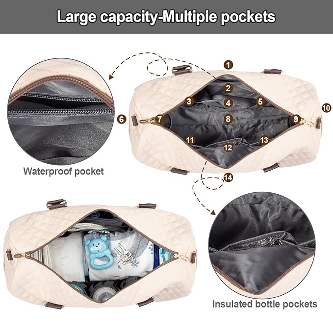 LOVEVOOK Diaper Bag Tote with Pacifier Case and Changing Pad, Large Capacity Mommy Bag for Hospital and Weekender Travel, Functional Baby Bags Newborn Baby Essential