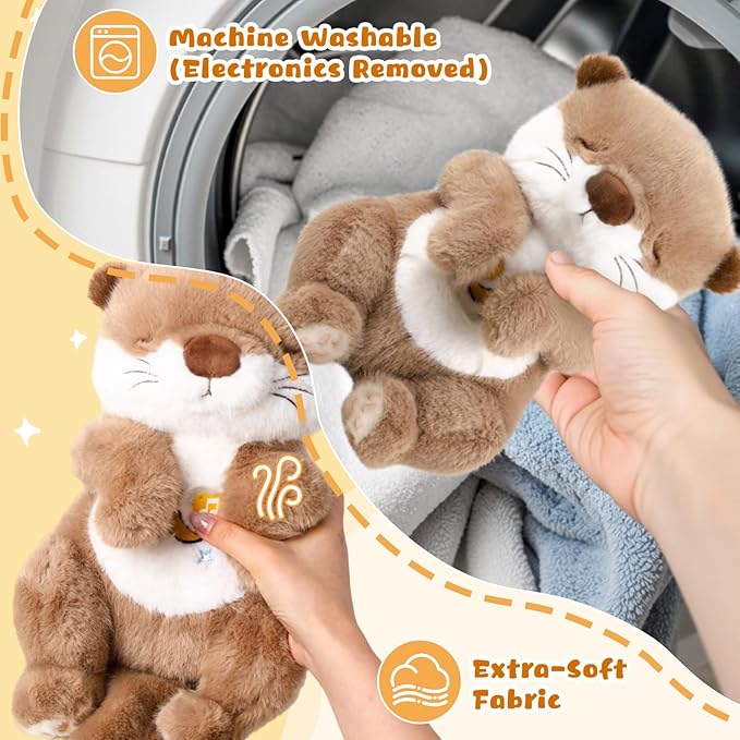 Baby Comfort Otter Breathing Stuffed Animal Buddy-Fur Real Pets Plush Sound Machine with Music, Warm Lights, Anxiety Relief for Kids & Adult | Peluche Que Respira