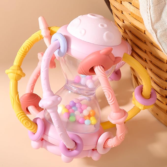 PandaEar Baby Sensory Toys for 0-6 6-12 Months, Silicone Montessori Toys, Baby Teether Teething Toys, Infant Rattle Teether Chew Toy Teething Ball Developmental Toy for Babies 0 3 6 9 12 18 Months