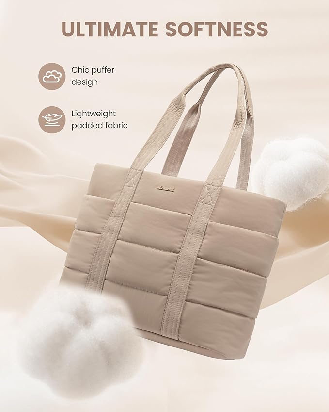 LOVEVOOK Diaper Bag Tote, 15.6inch Puffer Baby Diaper Bag Waterproof Travel Diaper Tote with Changing Pad Pacifier Case