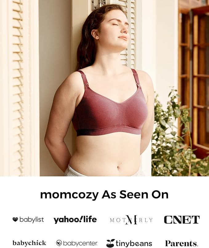 Momcozy Hands-Free Pumping Bra, Wireless & Seamless Breast Pump Bra, Breathable Tencel™ Fabric & Fully Fixed Cups
