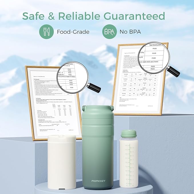 Momcozy Portable Breast Milk Cooler for Travel, 24H Ice-Free Cooling Breastmilk Storage Bottles Container, 12oz Leak Proof Outdoor Small Freezer, Baby Breastfeeding Essential Gift for New Moms