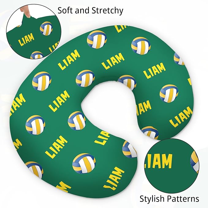 Rucekia Baby Nursing Pillow Cover - Personalized Name Volleyball Theme Breastfeeding U-Shaped for Bottle Feeding, Ultra Soft Comfortable Breastfeeding Pillow Cover for Infant Baby Boys and Girls