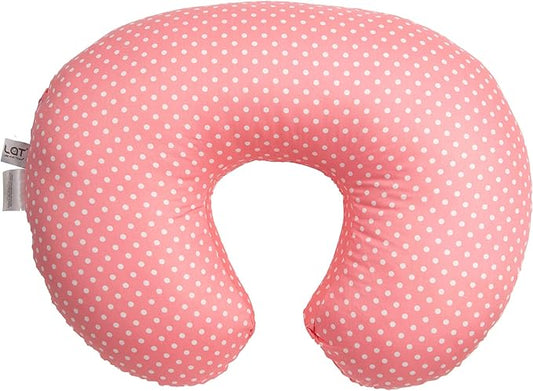 LAT Nursing Pillow for Breastfeeding,100% Cotton Removable Cover,Ergonomic Breast Feeding Pillows for Mom and Baby,Machine Washable(Pink+White Point)