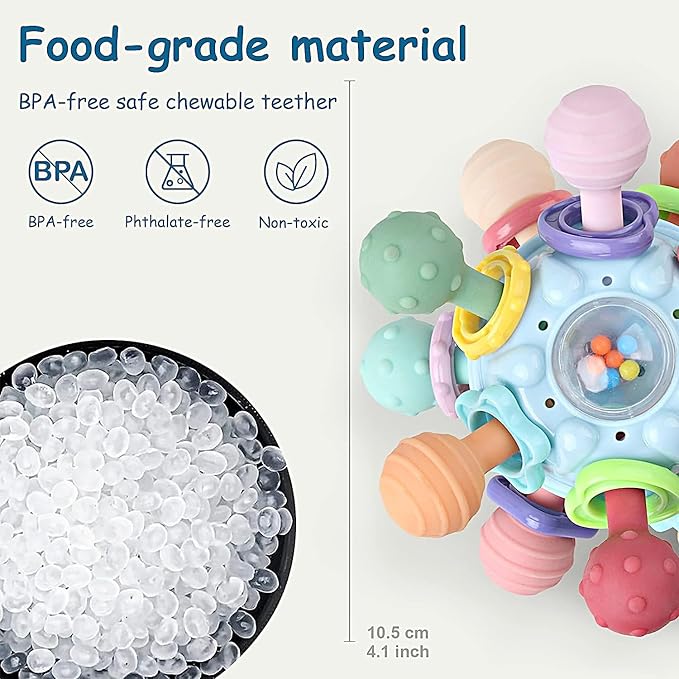 Baby Sensory Montessori Toy - Infant Teething Relief - Teethers for Newborn - Developmental Rattles Chew Toys Gifts for 0 3 6 9 12 18 Months Girl Boy -Toddler Travel Easter Toy for 1 2 One Year Old