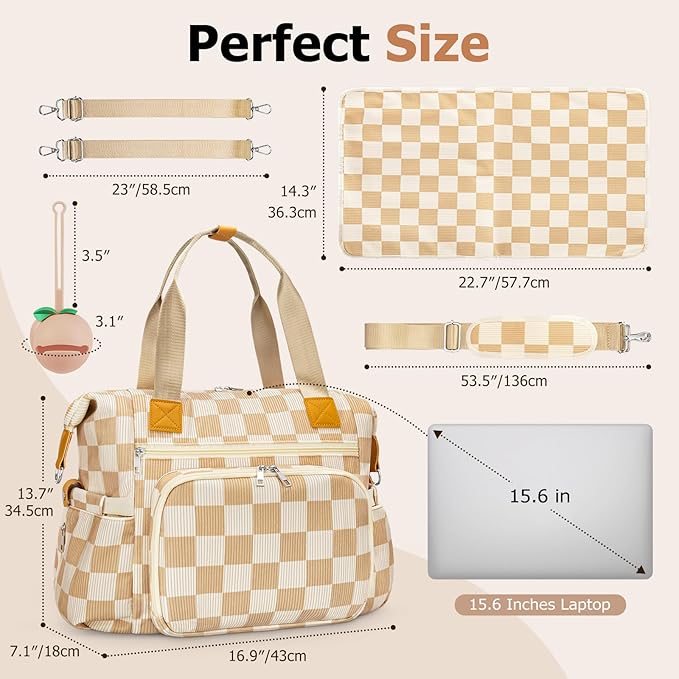 Diaper Bag Tote, Baby Diaper Tote Bags Crossbody Hospital Bag Travel Large Mommy Bag, with Silicone Pacifier Case