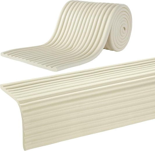 MABOZOO 8'' Extra Wide Seat Edge Cushion, 13.1 FT Length Foam Fireplace Cushion Soft Hearth Guard Bumper Pad Child Proof Padding Hearth Pad Edge Protector, Fireplace Baby Proofing for Baby (Cream)