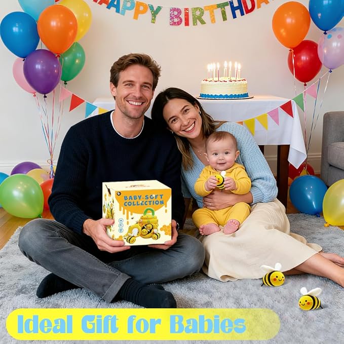 Baby Toys 6-12 Months, Beehive Montessori Toys for 1 Year Old with 5 Sensory Bees Stuffed Animals, Crinkle, Rattles, Squeaker, Jingle Bells, Mirror, Infant Toy Birthday Christmas Gift