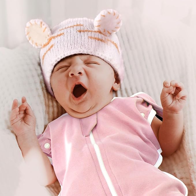 2-Pack Newborn Swaddle Sleep Sack - Arms Up Swaddle 0-3 Months, Baby Transitional Swaddles for Newborn, Cuff Removable Design, Pink Bunny Breathable Sleep Sacks with 2-Way Zipper