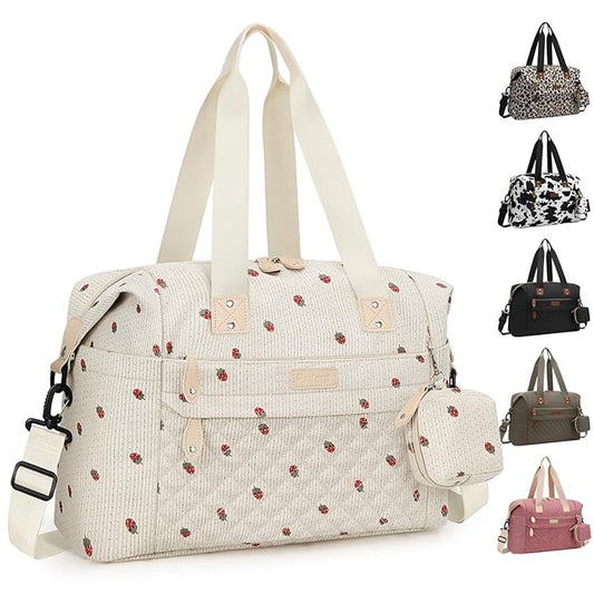 Diaper Bag Tote - Diaper Baby Bags with Pacifier Case, Shoulder Straps, Stroller Clips, Waterproof Large Mommy Maternity Travel Baby Bag for Mom and Dad, strawberry