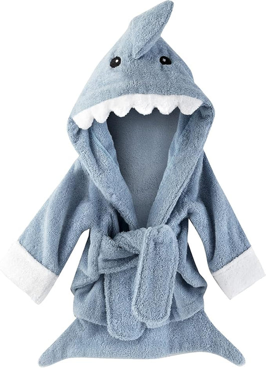 Baby Aspen Baby Shark Hooded Towel/Newborn Spa Bath Robe, Baby Beach Towel | Baby Bath Towel
