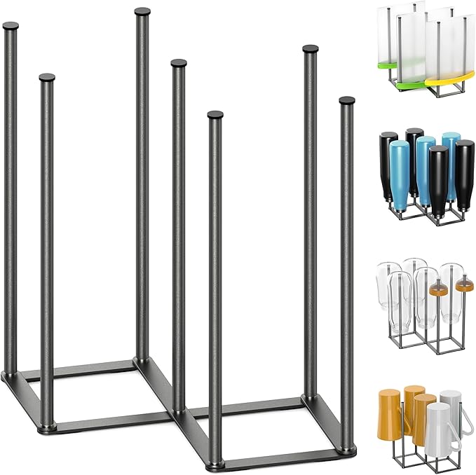 Foldable Bottle Drying Rack, Baby Bottle Drying Rack, Collapsible Cup Draining Holder, Retractable Reusable Storage Bag Dryer with Non-Slip Bottom - Stainless Steels (Starlight Gray)