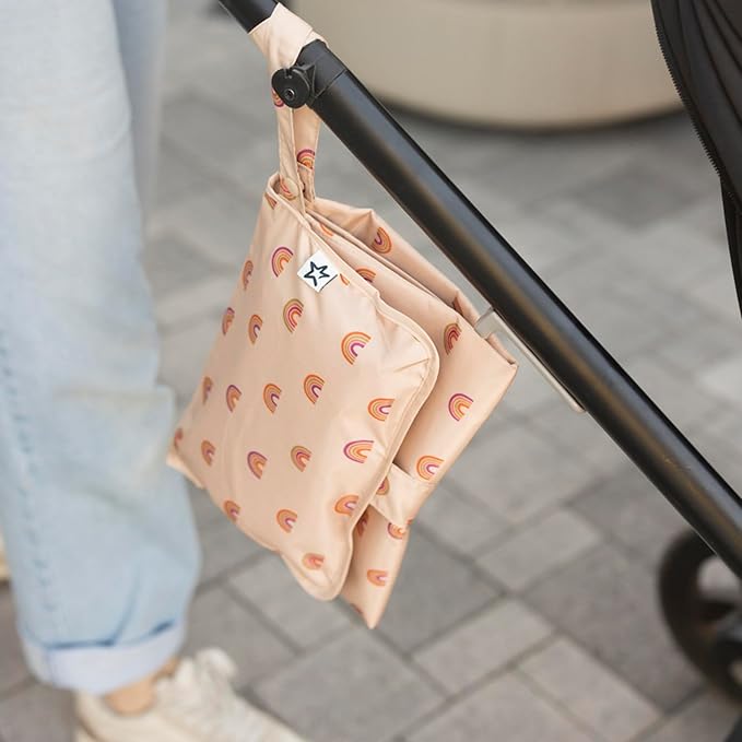 Tiny Twinkle Portable Diaper Changing Pad | Waterproof, Wipeable & Compact Baby Changing Pad for Travel | Smart Wipes Pocket & Organized Storage| Newborn Shower Gift (Boho Rainbow)