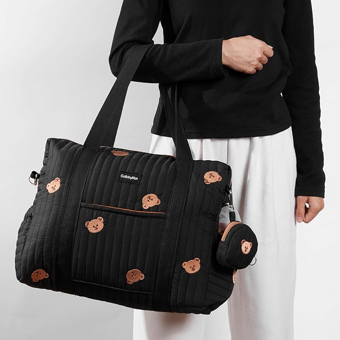 3pc Diaper Bag Tote Set, Hospital Bag for Labor & Delivery, Maternity Travel Bag with Changing Pad & Pacifier Case