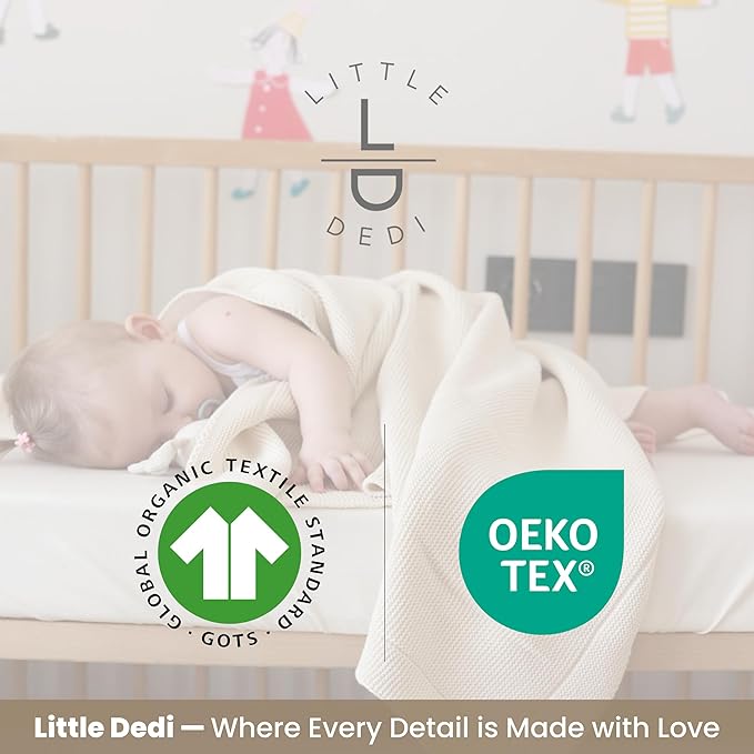 Little Dedi 100% Organic Cotton Baby Knitted Blanket with Gift Box - Soft Toddler, Crib, Stroller Blanket - Neutral Swaddle and Receiving Blanket for Newborns, 30"x40", Color Earth Ivory