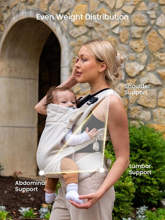 GROWNSY Baby Carrier, One-Click Release Clasp for Easy to Wear, Cozy Wraps Carrier Newborn to Toddler with Head Support(7-44lbs), Ergonomic & Lightweight for Infant to Toddler, Cream