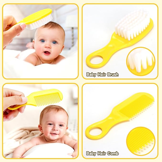 Baby Healthcare and Grooming Kit, Baby Safety Care Set, Baby Electric Nail Trimmer Set Newborn Nursery Health Care Set for Newborn Infant Toddlers Baby Boys Girls Kids (Yellow-18 Kits)