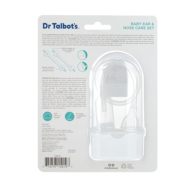 Dr. Talbot's Baby Nose and Ear Care Set - Breathe-EEZ Nasal Aspirator and Nose and Ear Cleaner Tools for Babies - Baby Registry Essentials