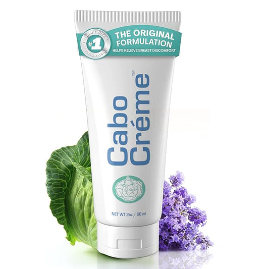 CaboCréme Cabbage Breast Cream for Tenderness & Engorgement Relief, Breastfeeding Weaning Support - Dry Up Breast Milk - Postpartum Essential - OB-GYN Created & Breastfeeding Mother-Approved - 2 oz