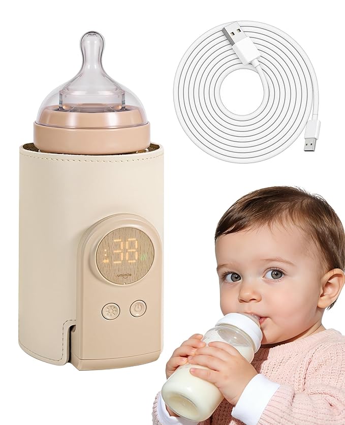 Umimile Portable Bottle Warmer for Travel – Heats The Bottle Directly—No Pouring, Fast Heating Baby Bottle Warmer on The Go, 6 Temp Settings & Auto Keep-Warm,Fits 2.5-3.3in Bottles (White)