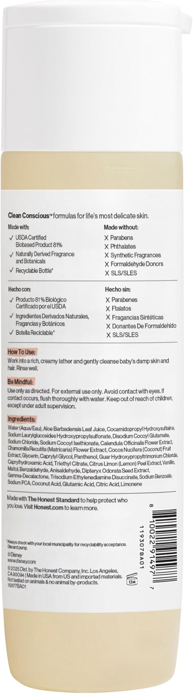 The Honest Company 2-in-1 Cleansing Shampoo Body Wash, Gentle Enough for Baby Dermatologist Tested Tear-free Hypoallergenic Disney’s Mickey Mouse Comfort Sweet Cream 10 fl oz