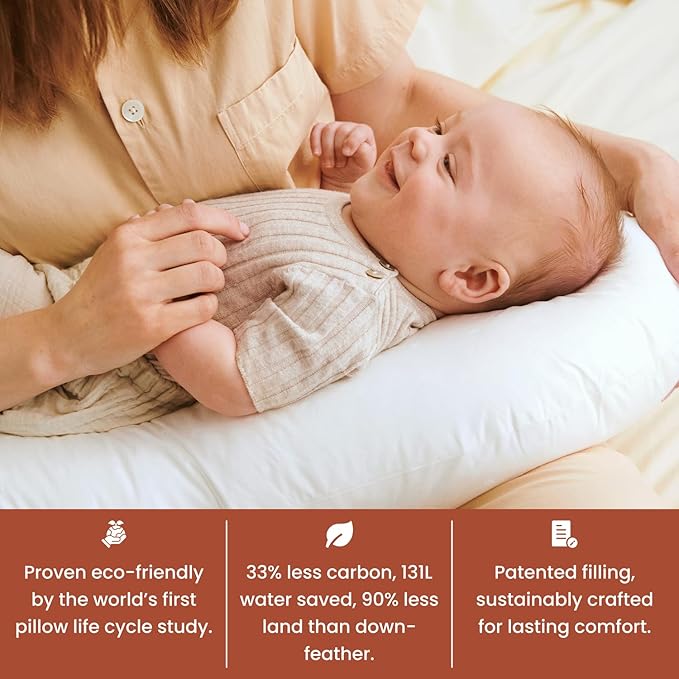 FOSSFLAKES Nursing Pillow Including 100% Cotton Sateen Cover – Firm Maternity Cushion for Feeding and Support – Multi-Purpose Pregnancy and Postpartum Comfort, Boomerang Design by Nordic Sleep