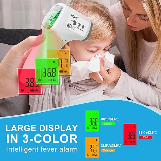 Thermometer for Adults,Kids and Baby,Forehead Thermometer,Medical Touchless Thermometer with LED Display,3 Color Fever Alarm, 2 in 1 Forehead & Object Mode
