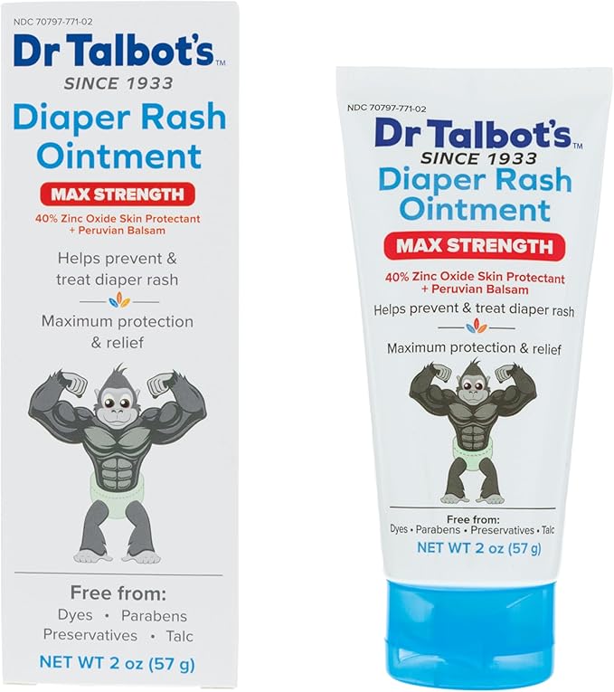 Dr. Talbot's Maximum Strength Diaper Rash Ointment - 2 oz - Zinc Oxide Skin Protectant with Peruvian Balsam - Treats and Prevents Rash