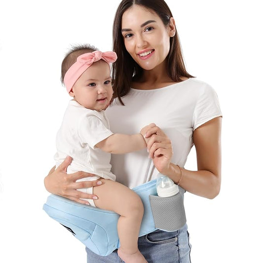 HKAI Baby Hip Carrier,Baby Carrier with Adjustable Waistband & Breathable Mesh, Ergonomic Carrier with Non-Slip Hip Seat Surface for Newborns & Toddlers (Light Blue)