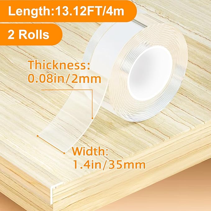 1.4 in x 13.12 ft,Clear Soft Corner Protectors for Furniture Strip,Sharp Edge & Table Bumper,Window Edge,Wall Protector, Soft Corner Guards Safe for Proof,Table Corner Protectors in Family, 2 Rolls