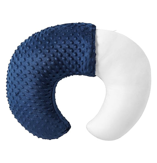 QUENESS Nursing Pillow and Positioner, Breastfeeding, Bottle Feeding, Baby Sitting Support with Removable Ultra Soft Cover, Tummy Time Support for Baby Boys and Girls (Estate Blue)