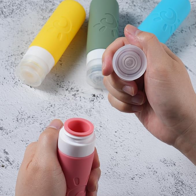 Zafit Travel Bottles for Toiletries, TSA Approved Travel Containers 3oz Leak Proof Travel Tubs Refillable Liquid Travel Accessories for Shampoo Conditioner Lotion Body Wash(Multicolored F)