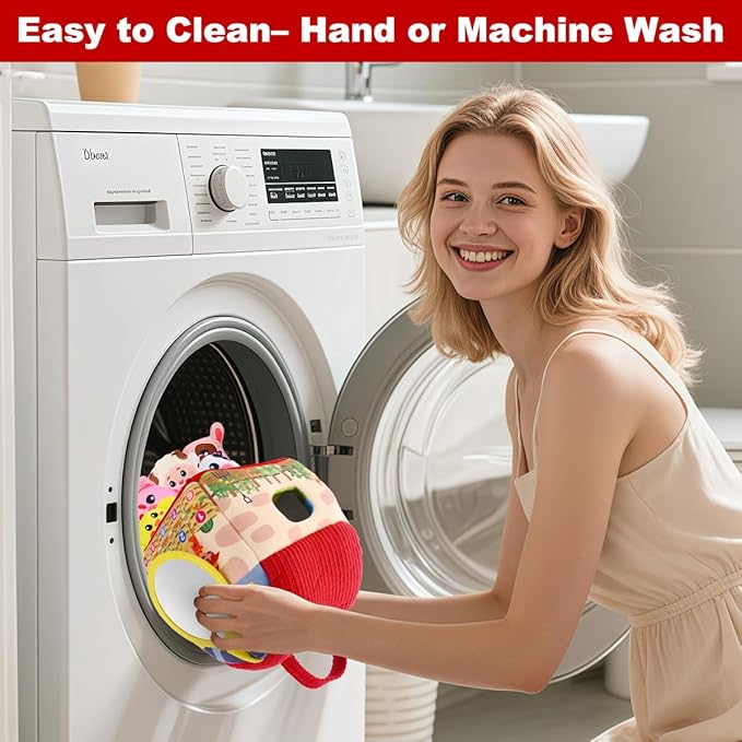 Easter Baby Toys 6–12 Months, Montessori Sensory Farm Barn with Plush Animals, Rattles, Crinkle Paper & Mirror – First Birthday Gift, Easter Basket Stuffer for Babies