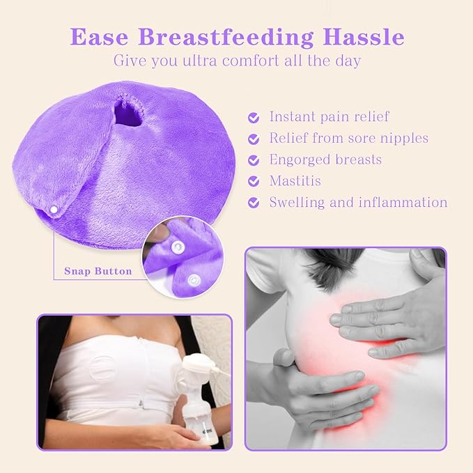 Hot/Cold Breast Gel Ice Packs Breast Cooling/Heat Pads Relief for Breastfeeding, Nursing Pain, Mastitis, Engorgement, Swelling, Plugged Ducts | Boost Milk Let-Down & Production,2 Pack (Purple)