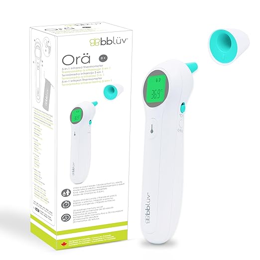 bblüv - Orä - Non-Contact Digital Infrared Thermometer, Ear Thermometer - 5 in 1 in LED Display, for Babies, Children, and Adults Tracking Fever Indicator – Fast 1 Second Temperature