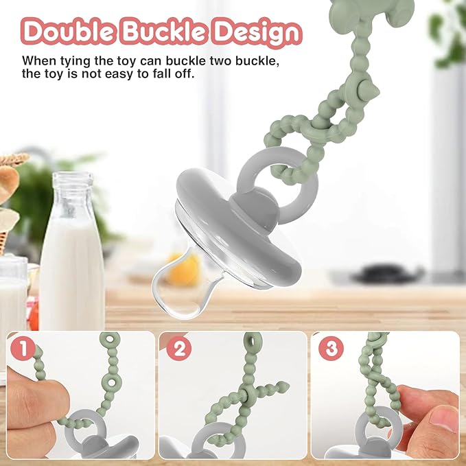 Toy Straps for Baby, 6pcs Adjustable Toy Holder for Stroller Accessories, Silicone Baby Tether Pacifier Clip, No Throw Baby Travel Essential Leash for High Chair, Car Seat, Baby Toy Clips
