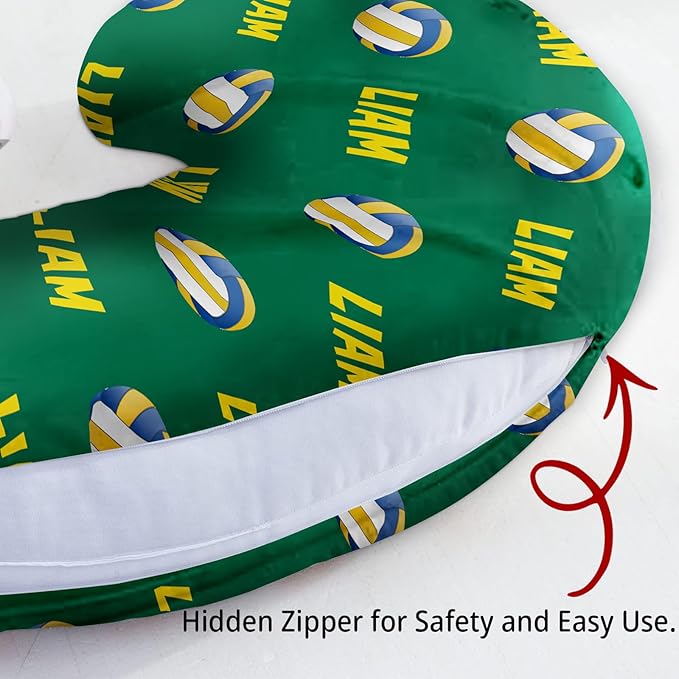 Rucekia Baby Nursing Pillow Cover - Personalized Name Volleyball Theme Breastfeeding U-Shaped for Bottle Feeding, Ultra Soft Comfortable Breastfeeding Pillow Cover for Infant Baby Boys and Girls