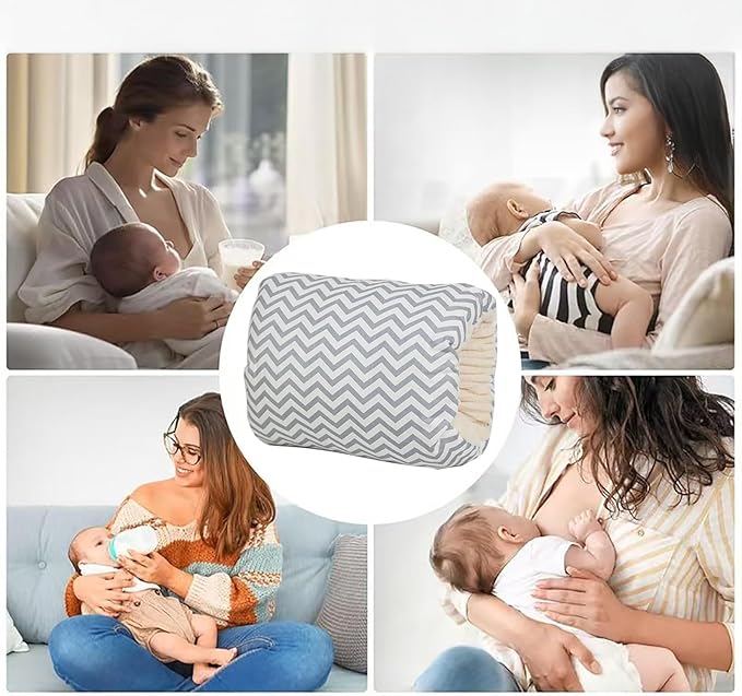 LENOTEX Cotton Nursing Pillow for Breastfeeding & Bottle Feeding - Skin-Friendly Washable Mini Arm Pillow with Ergonomic Support for Mom, Portable Design (Stars)