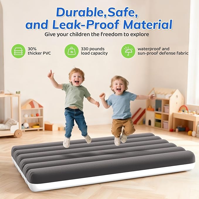 Inflatable Toddler Travel Bed with Tent – Portable Toddler Bed with Hand Pump-Toddler Blow Up Mattress Indoor & Outdoor Kids Air Mattress Tent for Camping, Travel, Home(52.4 Inch)