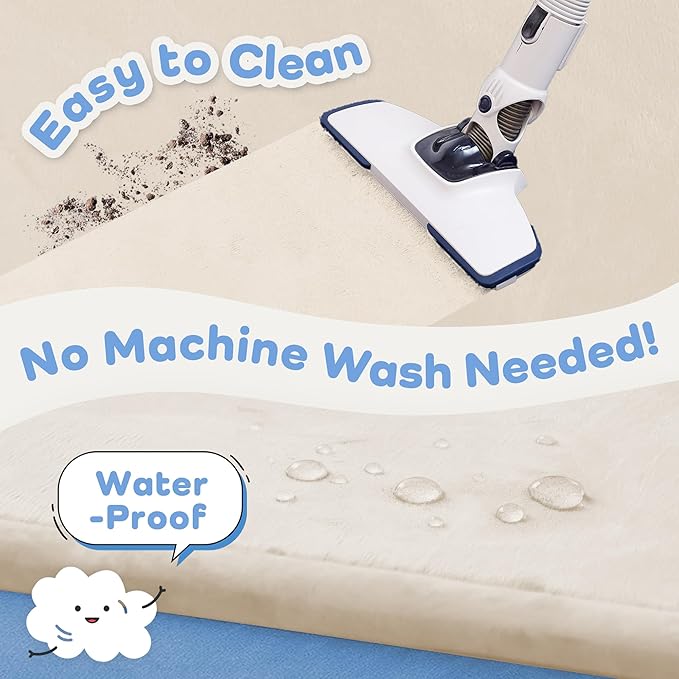 1.5" Thick Padded Baby Play Mat for Floor Tummy Time, Pro Soft Foam Activity Playroom Playmats, Easy Care with Non-Slip Safe for Infant Toddler Kids Crawling 39"x 59" (Beige)