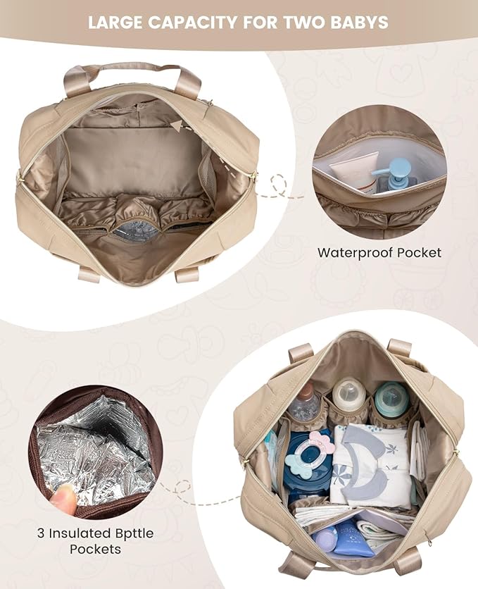 LOVEVOOK Diaper Bag Tote, Large Baby Diaper Bag Waterproof Travel Diaper Tote with Changing Pad